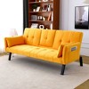ORRD 70" Multi-Functional Cotton & Linen Sofa Bed, Foldable Couch with Cup Holder & Side Storage, Convertible for Living Room or Bedroom Use - 2 of 4