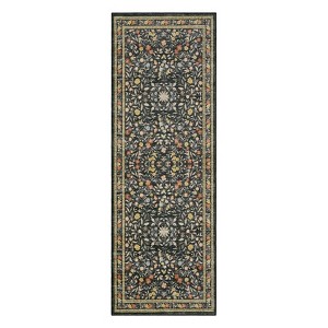 Coolmee Living Room Rugs Washable Boho Vintage Floral Soft Non Slip Rug Low Pile Carpet for Bedroom Dining Room Office Decor Indoor Black - 1 of 4
