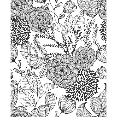 Brewster Secret Garden Peel And Stick Wallpaper Black Target