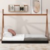 CAVINAS Twin Size Wood Tent Montessori Bed,Modern Floor Bed with Triangle Structure and X-Shaped Safety Railings,Toddler Bed for Bedroom - 2 of 4