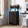 WOWLIVE Tall Nightstand with Charging Station and LED, Bed Side Table with 6 Drawers and 3-Tier Wood Storage Shelves for Bedroom - 3 of 4