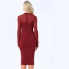 INSPIRE CHIC Women's Mesh Mock Neck Long Sleeve Ruch Elegant Cocktail Bodycon Dress - 3 of 4