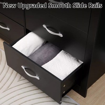 Black 6-Drawer Double Dresser with Metal Handles