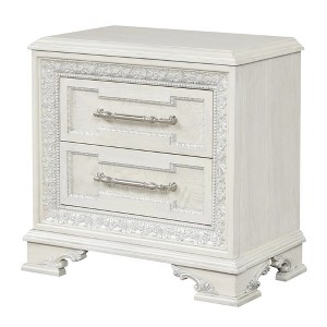 Royal Hampton Nightstand, USB, 2 Drawers, Cream White Wood, 29 Inch - 1 of 1