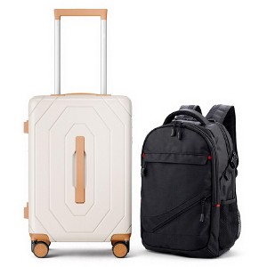 SUGIFT Luggage Set with Backpack – 20" Carry-On PC Hardshell Suitcase with Travel Backpack, Spinner Wheels, TSA Lock - 1 of 4