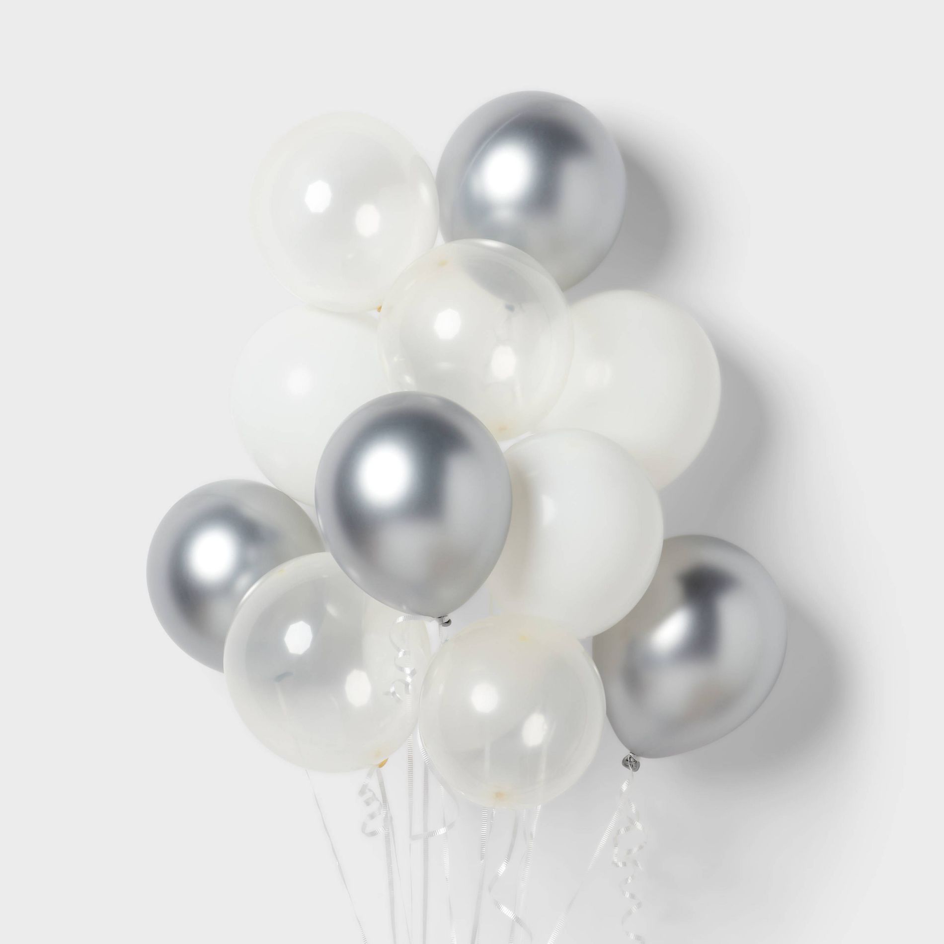 20ct Balloon Pack Chrome Silver/White - Spritz™
