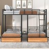 Streamdale Full Over Twin & Twin Bunk Bed, Metal Triple Bunk Bed with Drawers and Guardrails, Black - 2 of 4
