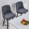 26" Swivel Linen Upholstered Counter Stool Set of 2, Modern Counter Stools with Wood Legs for Kitchen Island or Home Bar-The Pop Home - 2 of 4