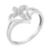 10K White Gold Diamond-Accented Cross & Open Heart Promise Fashion Ring - 3 of 4