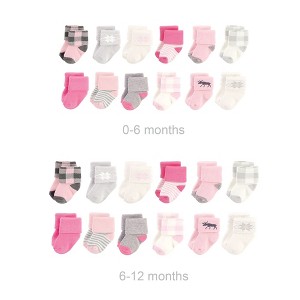 Hudson Baby Infant Girls Grow with Me Cotton Terry Socks, Pink Moose, 0-6 and 6-12 Months - 1 of 2
