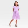 Girls' Short Sleeve Knit Tulle Tiered Dress - Cat & Jack™ - 3 of 3