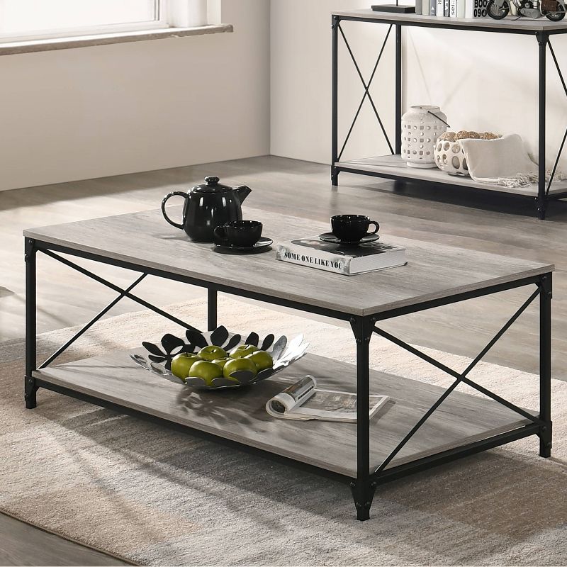 3pc Rosslea Coffee Table and 2 End Tables Set Black/Gray - HOMES: Inside + Out, 4 of 7