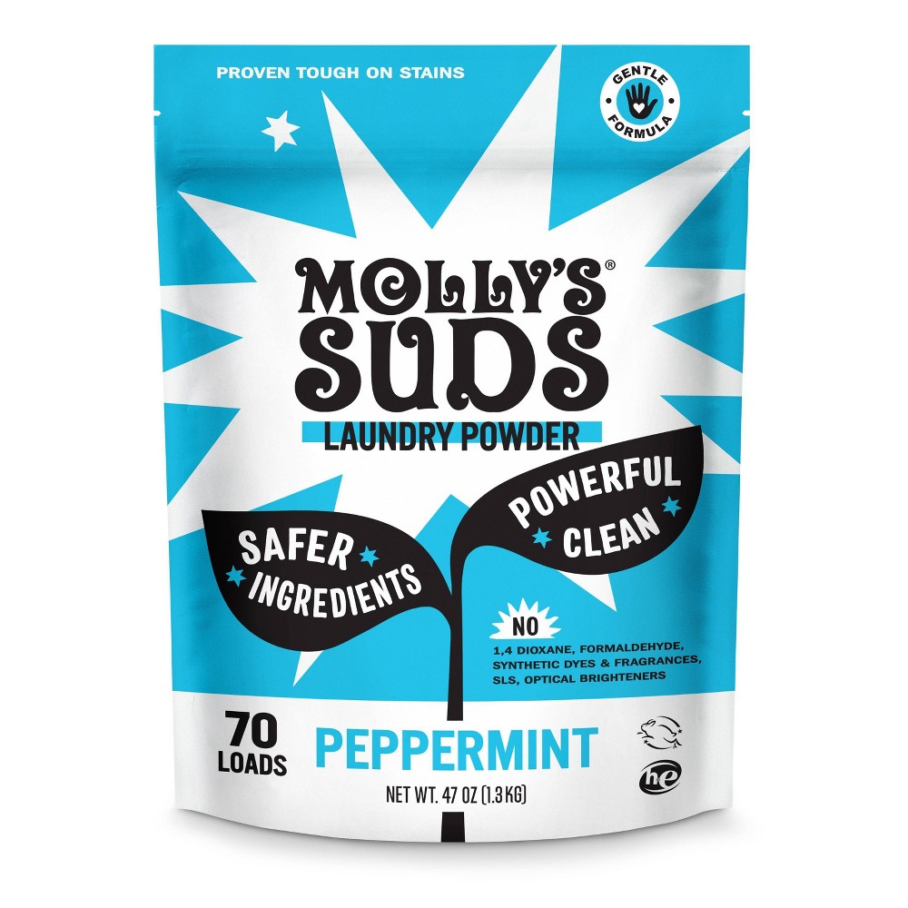Photos - Ironing Board Molly's Suds Peppermint HE Deep Cleaning Laundry Detergent Powder 70 Loads - 47oz: Resealable Bag, Sensitive Formula, Dye-Fr