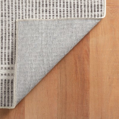 Gray Stripe Rectangular 4' x 6' Synthetic Washable Rug