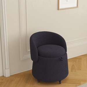 Cesar Small Teddy Swivel Accent Chair, Upholstered Barrel Chair, 360°Degree Side Chair with Storage for Living Room, Indoor Furniture - Maison Boucle - 1 of 4