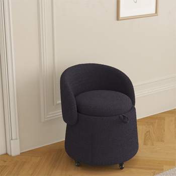 Cesar Small Teddy swivel chair,Upholstered Barrel Chair 360°Degree Swivel Side Chair with Storage,Modern Swivel Ottoman Vanity Chair-Maison Boucle