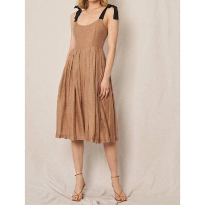 Women's Polka Dot Shoulder Tie Pleated Wide Leg Jumpsuit - EN CREME