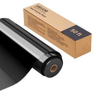VEVOR Heat Transfer Vinyl, 12 in x 50 ft, Glossy Black HTV Iron on Vinyl Roll, Easy to Cut , Strong Adhesion, Compatible with Cutting Machines,Black - 1 of 4