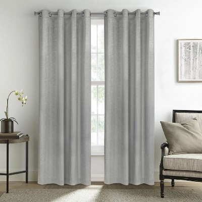 Bristol Gray Velvet Room-Darkening Grommet Curtain Panel 52" x 84"