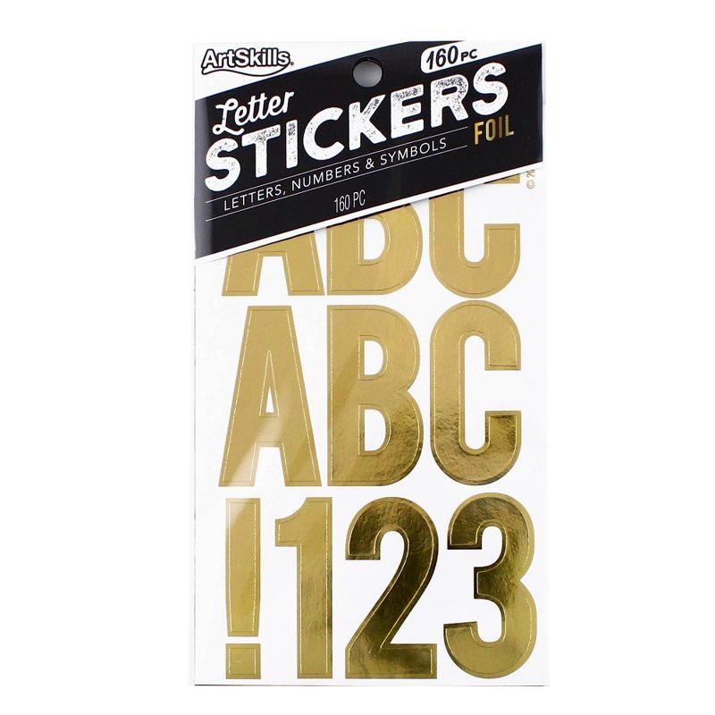 ArtSkills 160ct Peel &#38; Stick Foil Letters/Numbers/Symbols - Gold Metallic, 1 of 4