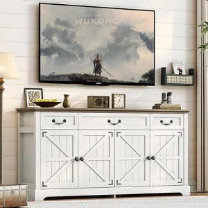 Dyonery 65" Large Sideboard Buffet Cabinet with Storage/3 Drawers/4 Doors,Farmhouse Kitchen Sideboard Buffet,Coffee Wine Bar Cabinet with Storage - 1 of 4