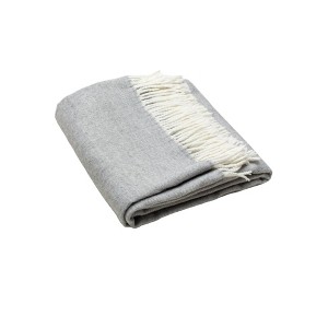 HomeRoots Light Gray Soft Acrylic Herringbone Throw Blanket - 1 of 4