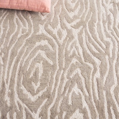 Grey and Ivory Handmade Wool Tufted Area Rug 6' x 9'