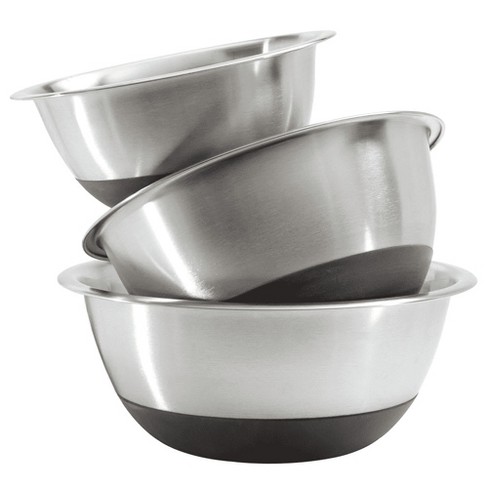 3pc (5qt, 3qt & 1.5qt) Stainless Steel Non-Slip Mixing Bowls (no lids)  Cream - Figmint™