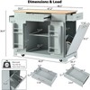 Fluted Kitchen Island with Trash Can Storage Cabinet, Farmhouse Rolling Kitchen Cart with Power Outlet, Drawer & Storage Racks - ModernLuxe - 4 of 4