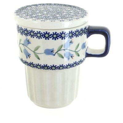 Blue Rose Polish Pottery Tulip Large Mug with Lid