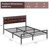 Homhougo Queen Size Bed Frame, Faux Leather Platform Bed Frame with Upholstered Square Stitched Headboard Brown - 2 of 4