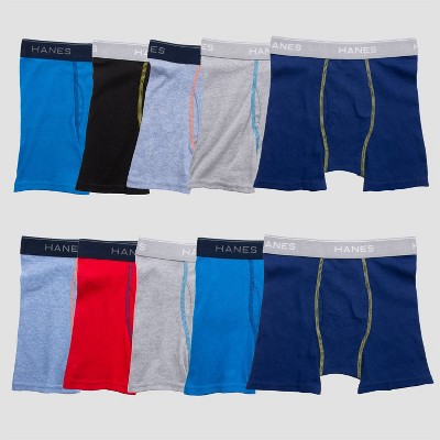 Hanes Men's Comfortsoft Waistband Moisture-wicking Cotton Boxer Briefs 10pk  - Blue M : Target