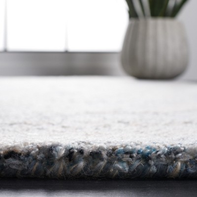 Handmade Beige and Blue Abstract Wool Area Rug, 3' x 5'