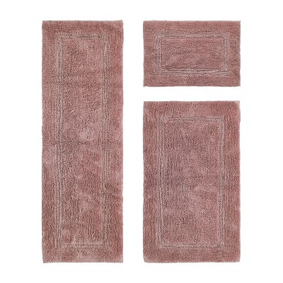 Lux Premium 100% Cotton  Ultra-Soft Tufted Solid Reversible 3 Piece Bath Rug Set, Water-Absorbent, Durable, Machine Washable Bathroom Rug