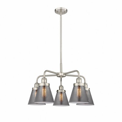 Cone - 5 Light Stem Hung Chandelier In Art Deco Style-14.75 Inches Tall and 24.25 Inches Wide