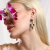 SOHI Women's Indigo Blue:Olive Green The Lilypad Drop Earrings - 3 of 4
