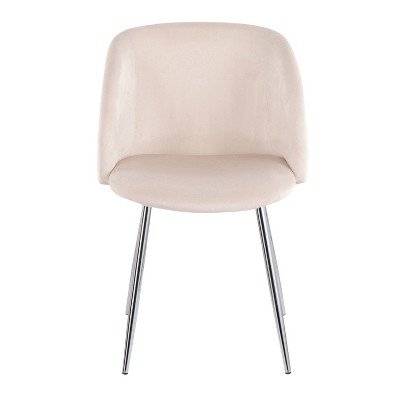 Cream Velvet and Chrome Upholstered Arm Chairs, Set of 2