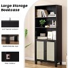Lirago 5 Shelf Tall Bookcase with Rattan Doors Black Freestanding Storage Display Shelves for Home Office Bedroom Living Room Easy to Assemble - 3 of 4
