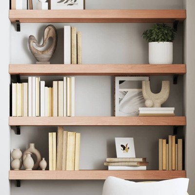 vidaXL Wall Shelf Light Brown 39.4 in.x11.8 in.x(0.8 in.-2.4 in.) Treated Solid Wood Oak