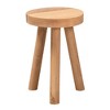 Baxton Studio Terah Teak Wood Ottoman Footstool Natural Brown: Round, Solid, No Assembly Required - 2 of 4
