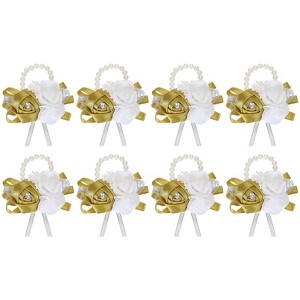 Unique Bargains Decorative Wedding Prom Party Artificial Rose Wrist Corsages - 1 of 3