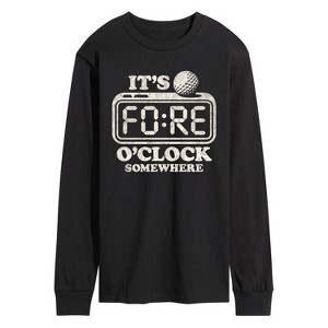 Men's - Instant Message - Golf Fore OClock Somewhere Long Sleeve Graphic T-Shirt - 1 of 4