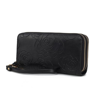 MKF Collection Ellie Genuine Leather Flower-Embossed Women’s Wristlet Wallet by Mia K