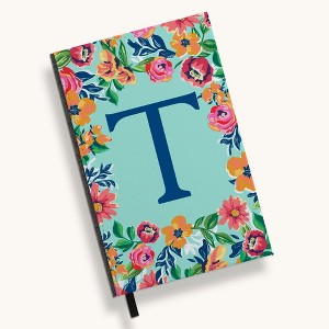 Personalization Mall Flowery Initial Journal, Blue Aqua - 1 of 4