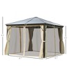 10' x 10' Hardtop Gazebo Canopy with Polycarbonate Roof, Aluminum Frame, Permanent Pavilion Outdoor Gazebo with Netting, for Patio, Garden - 3 of 4