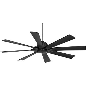 60" Possini Euro Design Modern Indoor Outdoor Ceiling Fan with Remote Control Matte Black Damp Rated for Patio Exterior House Home - 1 of 4