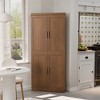 Wooakway Natural Wood/Black/Light Walnut/White Decorative Storage Cabinet Corner Kitchen Dining Cabinet Freestanding Cupboard Adjustable Shelves Home - 2 of 4