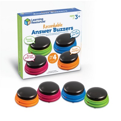 Learning Resources Recordable Answer Buzzers - Set of 4, Ages 3+ Game Night Buzzers