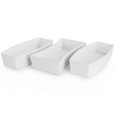 Elegant White Ceramic Tidbit Serving Set with Metal Rack