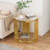 Dolonm Stainless Steel Round Glass End Table，Side Table - 4 of 4